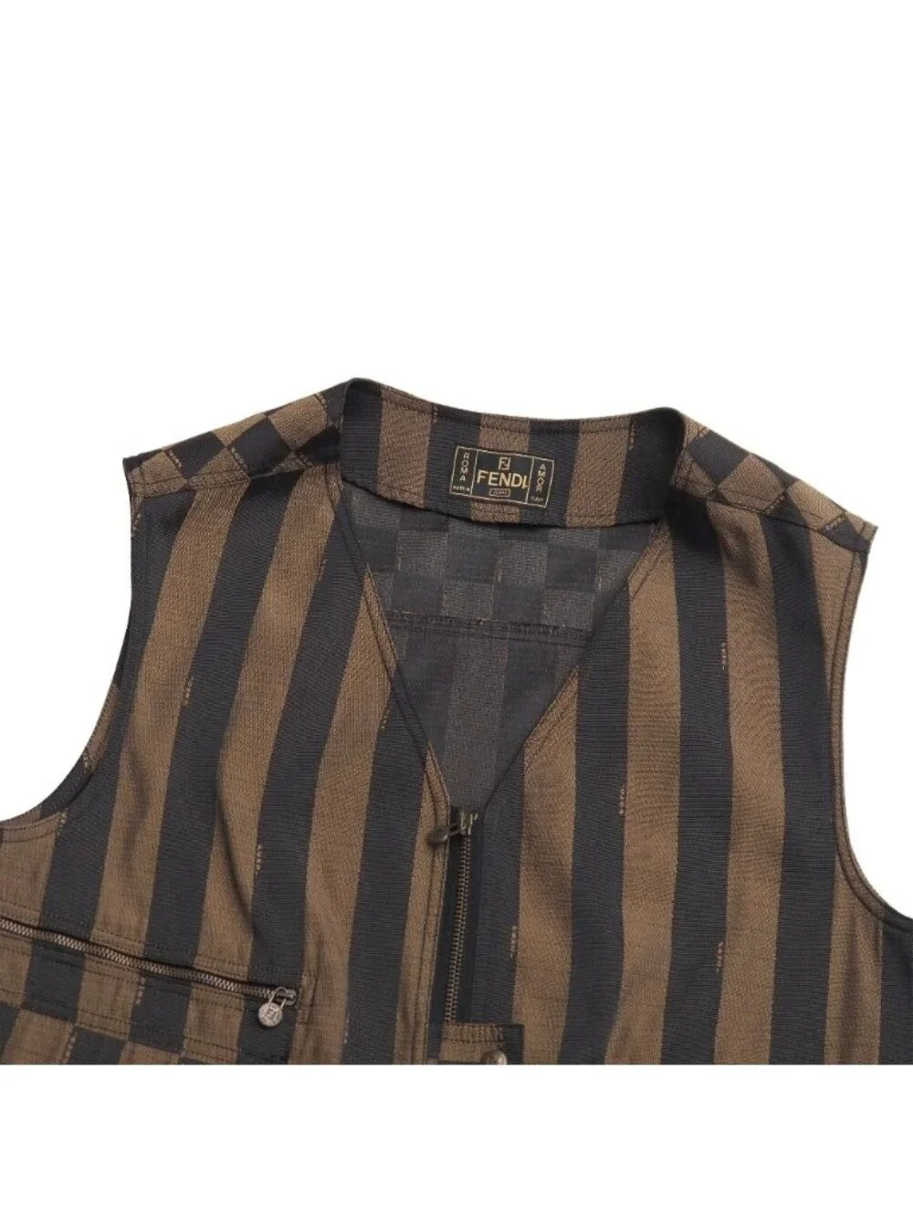 Fendi Vintage Pecan Vest 42 Stripe Gilet